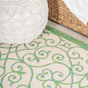Madrid Vintage Filigree Textured Weave Indoor/outdoor Square Rug